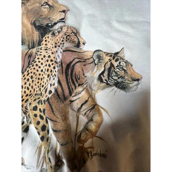 VINTAGE 80s Harlequin NG 1989 Tiger Lion Leopard Crewneck Large  Rock RARE VNTG - Picture 6 of 9